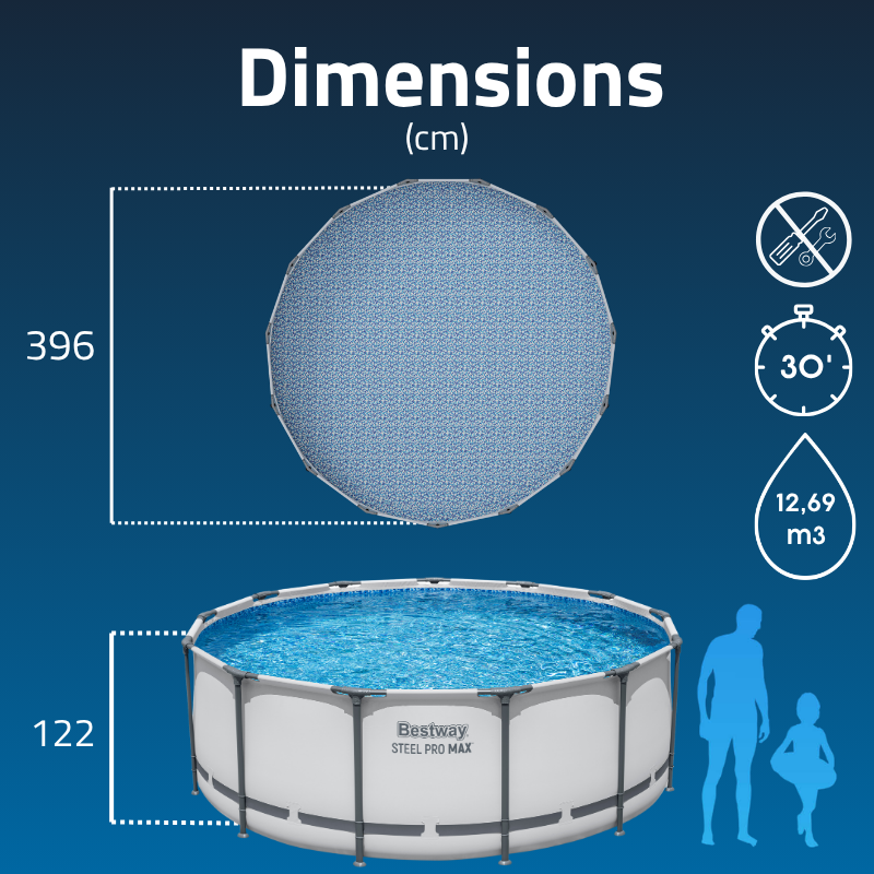 Piscine Tubulaire Ronde Bestway Steel Pro Max 396x122 Grise