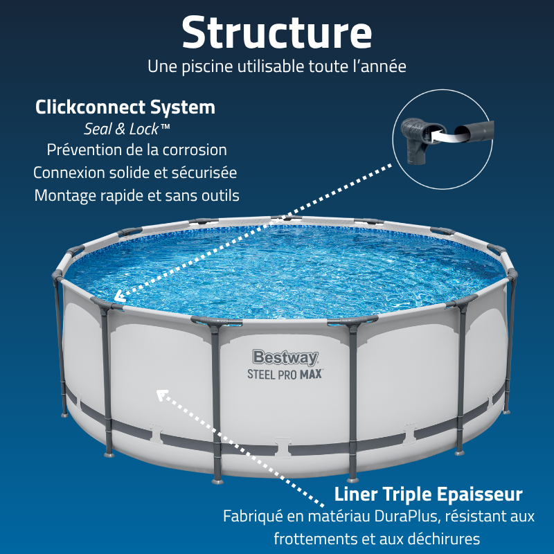 Piscine Tubulaire Ronde Bestway Steel Pro Max 396x122 Grise