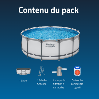 Piscine Tubulaire Ronde Bestway Steel Pro Max 396x122 Grise