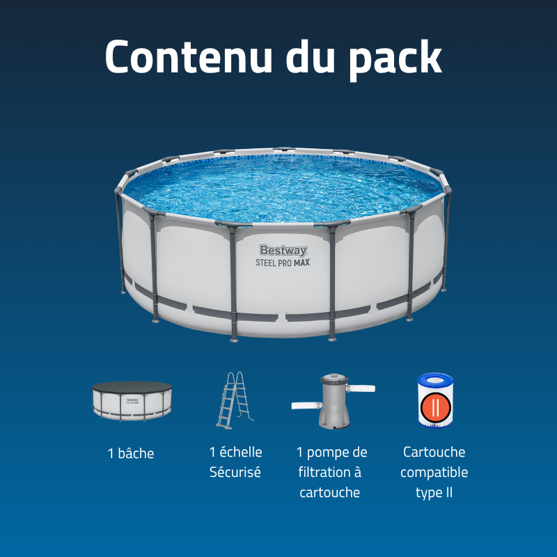 Piscine Tubulaire Ronde Bestway Steel Pro Max 396x122 Grise