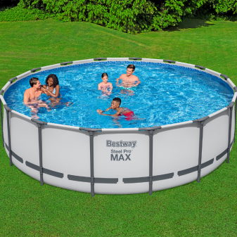 Piscine hors sol tubulaire ronde Bestway Steel Pro Max 488 x 122 cm gris clair
