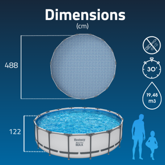 Piscine Tubulaire Ronde Bestway Steel Pro Max 488x122 Grise