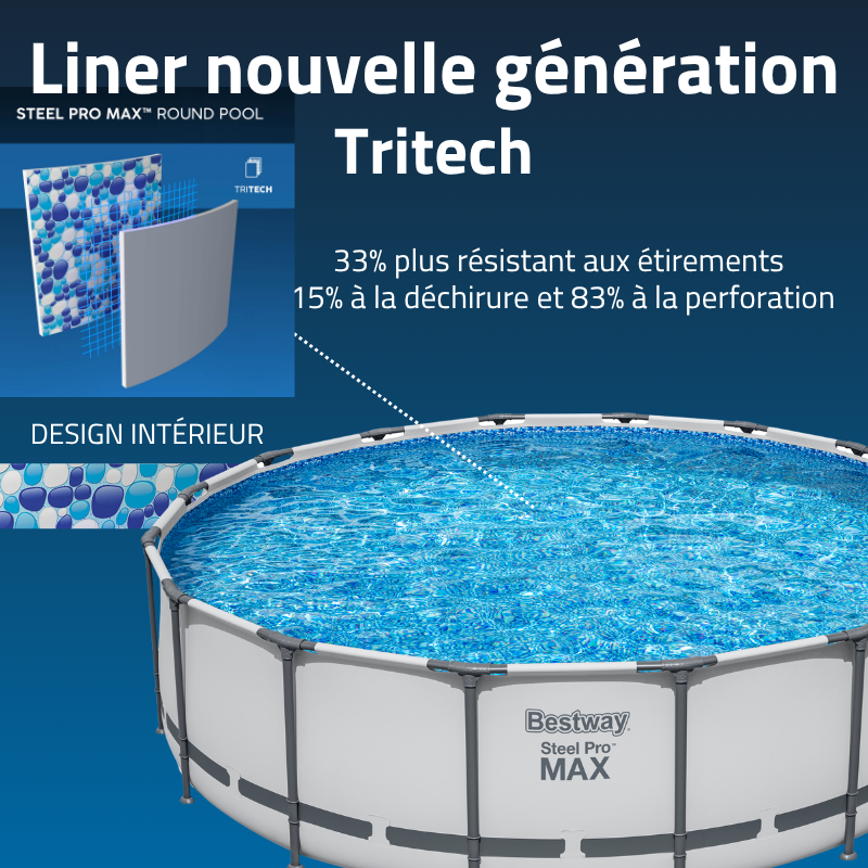 Piscine Tubulaire Ronde Bestway Steel Pro Max 488x122 Grise