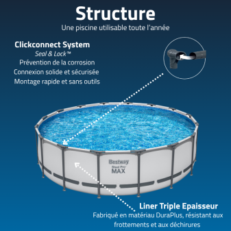 Piscine Tubulaire Ronde Bestway Steel Pro Max 488x122 Grise