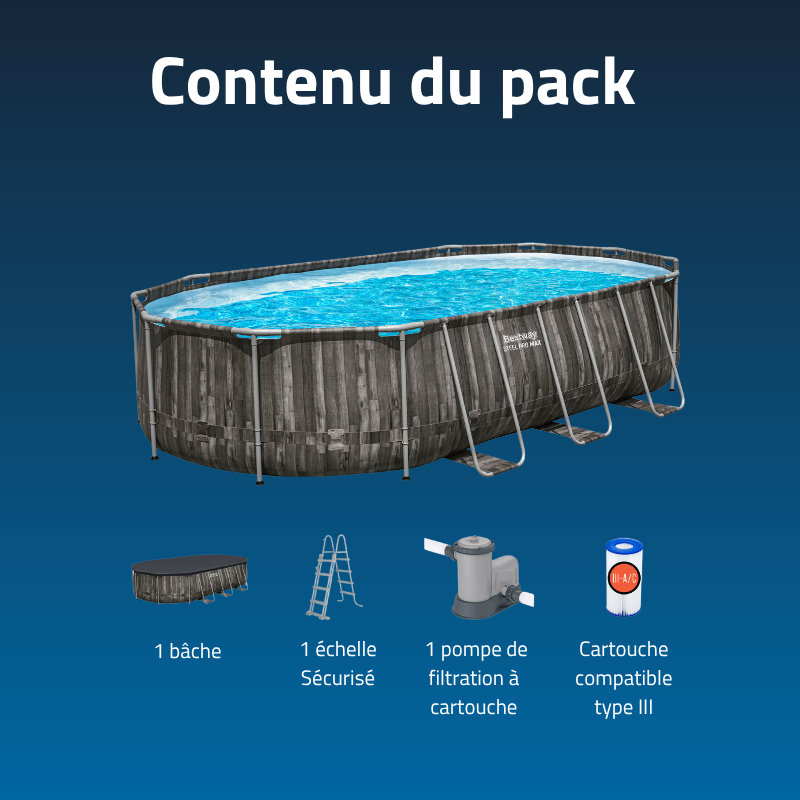 Piscine Tubulaire Ovale Bestway Power Steel 610x366 décor Bois