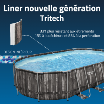 Piscine Tubulaire Ovale Bestway Power Steel 610x366 décor Bois