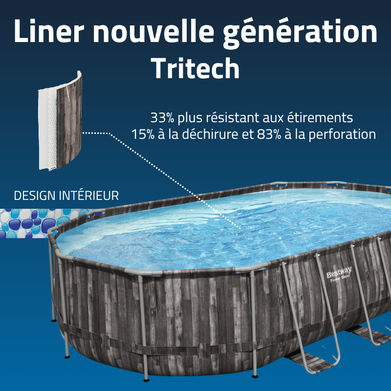 Piscine Tubulaire Ovale Bestway Power Steel 610x366 décor Bois