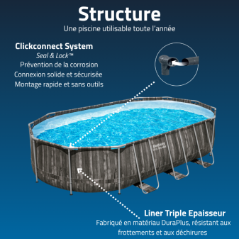 Piscine Tubulaire Ovale Bestway Power Steel 610x366 décor Bois