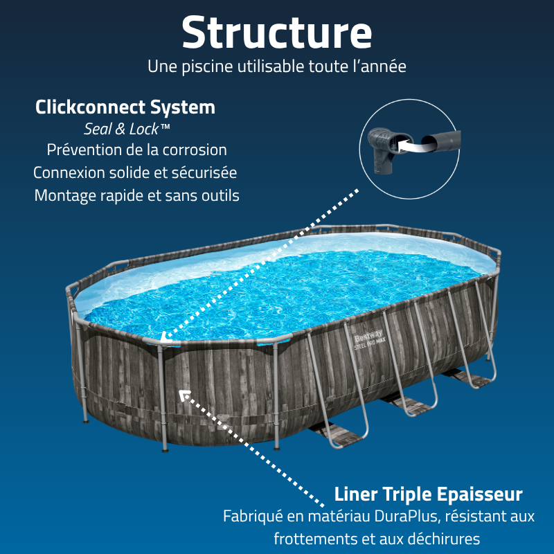 Piscine Tubulaire Ovale Bestway Power Steel 610x366 décor Bois