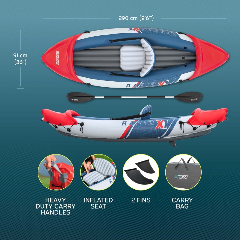 Kayak gonflable Hydro-Force Rapid X1 290 cm Bestway Set complet Kayak gonflable Hydro-Force Rapid X1 290 cm Bestway Set complet