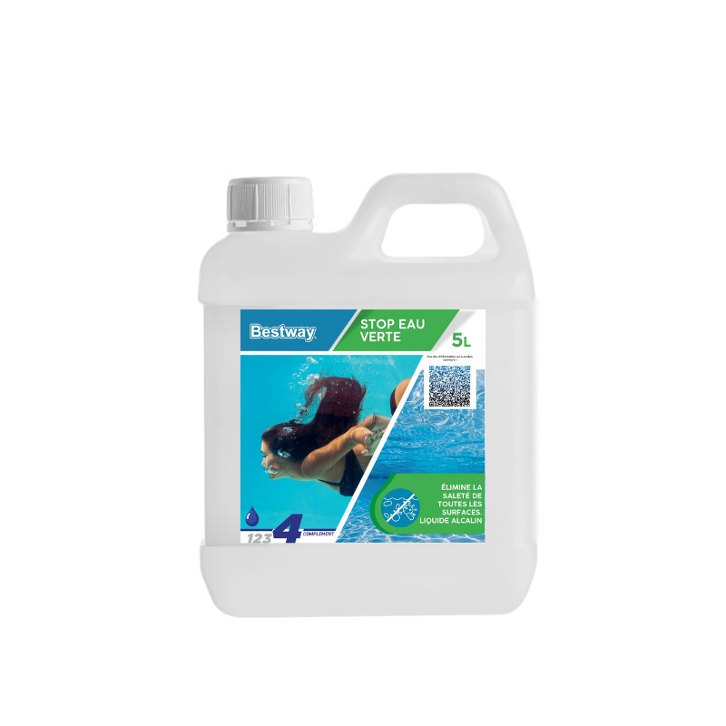 STOP EAU VERTE 5 Litres Traitement Anti-Algues Piscine Bestway