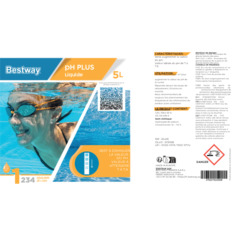 pH Plus Liquide 5 Litres Augmentateur de pH Équilibre de l'eau Bestway