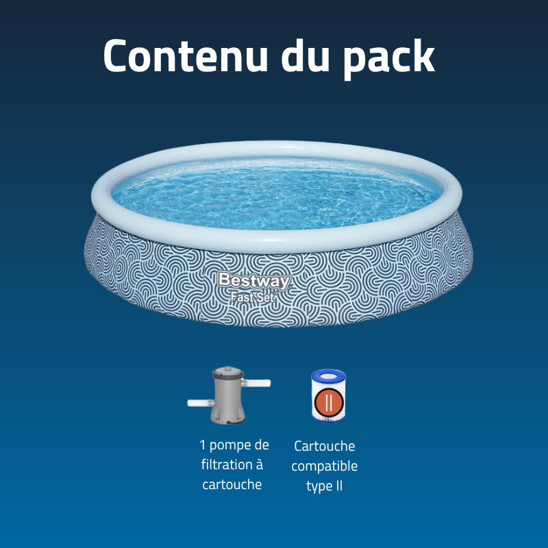 Piscine Gonflable Ronde Bestway Fast Set 396x84 Bleue Piscine Gonflable Ronde Bestway Fast Set 396x84 Bleue