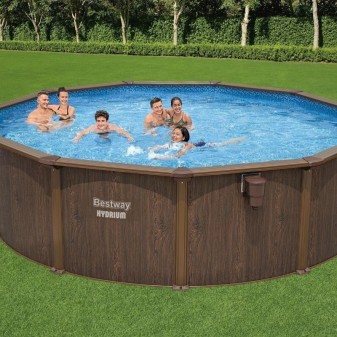 Piscine acier ronde Bestway Hydrium 488 x 130 cm effet bois