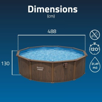 Piscine Acier Ronde Bestway Hydrium 488x132 Effet Bois