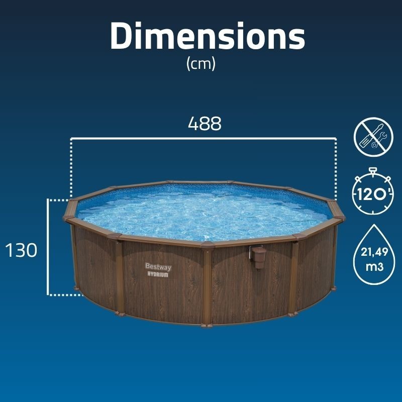 Piscine Acier Ronde Bestway Hydrium 488x132 Effet Bois