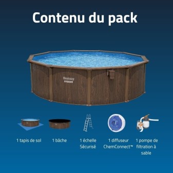 Piscine Acier Ronde Bestway Hydrium 488x132 Effet Bois