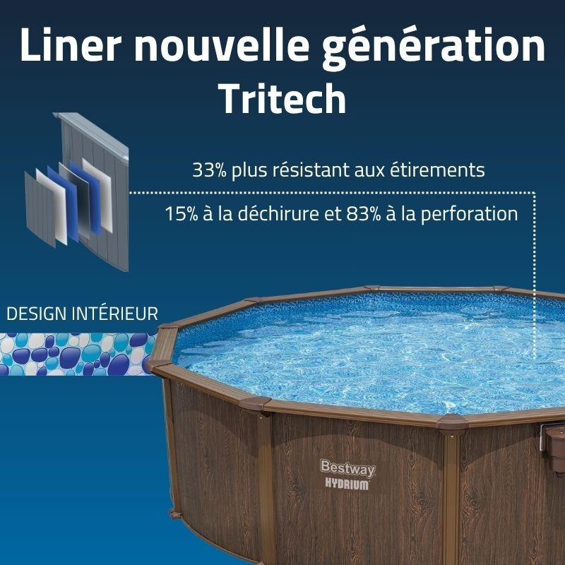 Piscine Acier Ronde Bestway Hydrium 488x132 Effet Bois