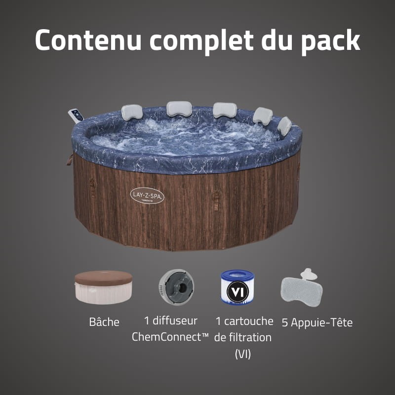 Spa gonflable rond Lay-Z-Spa Toronto Smart AirJet 5-7 personnes écoénergétique WIFI Bestway