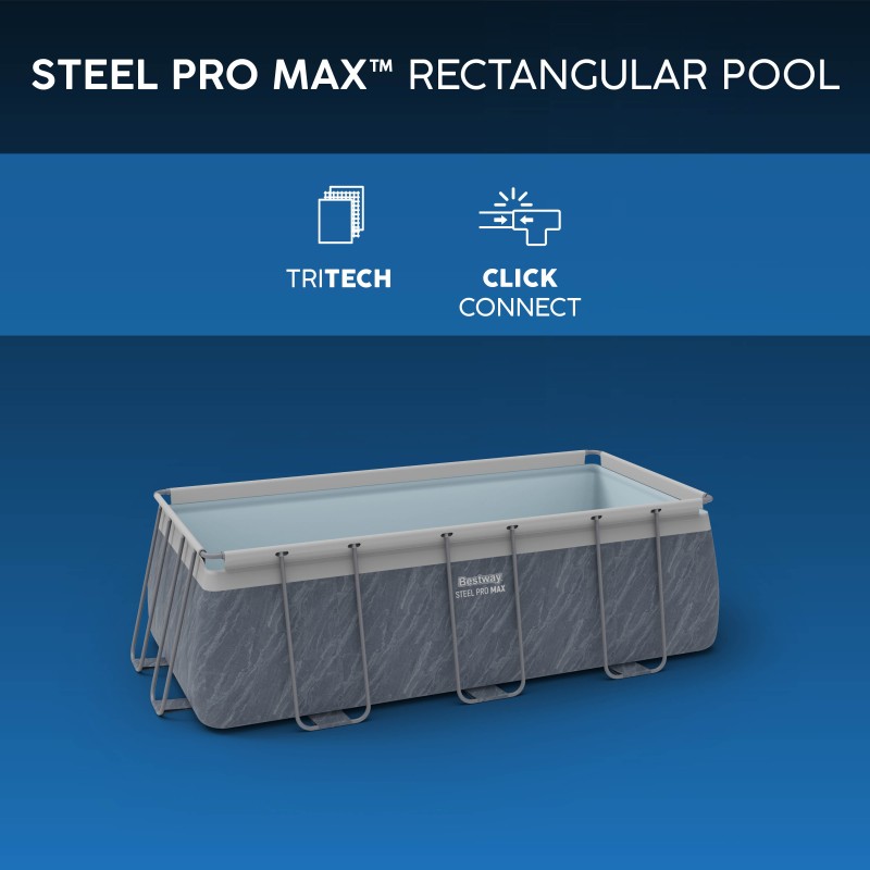 Piscine Tubulaire Rect. Bestway Steel Pro Max 412x201 Marbre