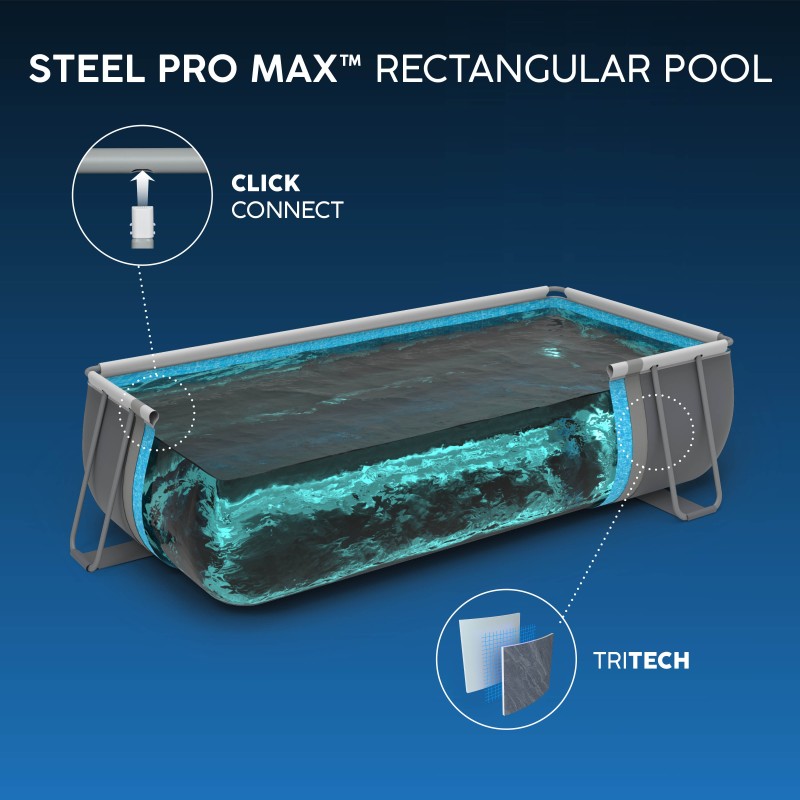 Piscine Tubulaire Rect. Bestway Steel Pro Max 412x201 Marbre