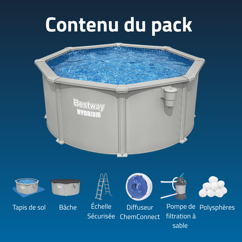 Piscine Acier Ronde Bestway Hydrium 300x120 Grise