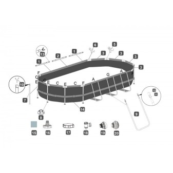Bâche pour piscine Power Steel ovale 610 x 366 x 122 cm