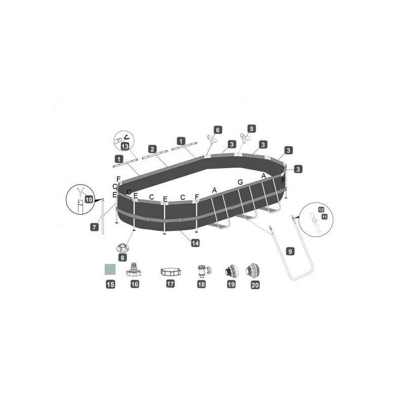 Bâche pour piscine Power Steel ovale 610 x 366 x 122 cm