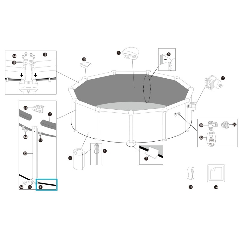 Rail inférieur en PVC pour piscine Hydrium ronde - 4,60 m x 1,20 m Rail inférieur en PVC pour piscine Hydrium ronde - 4,60 m x 1,20 m