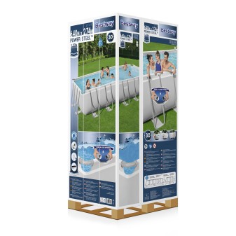 Piscine hors sol rectangle Power Steel gris clair 640 x 274 x 132 cm