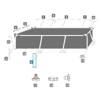 Pied vertical en T pour piscines Steel Pro™ Bestway® 259 x 170 x 61 cm