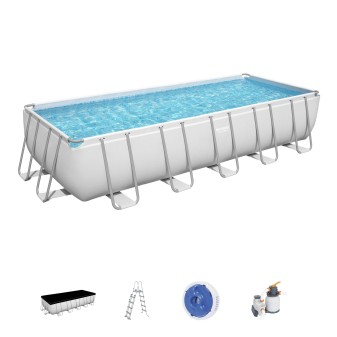 Piscine hors sol rectangle Power Steel gris clair 640 x 274 x 132 cm