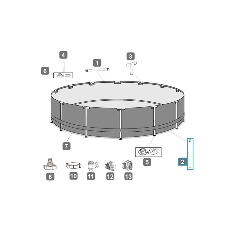 Pied vertical pour cadre de piscine de 4,27 m x 1,07 m