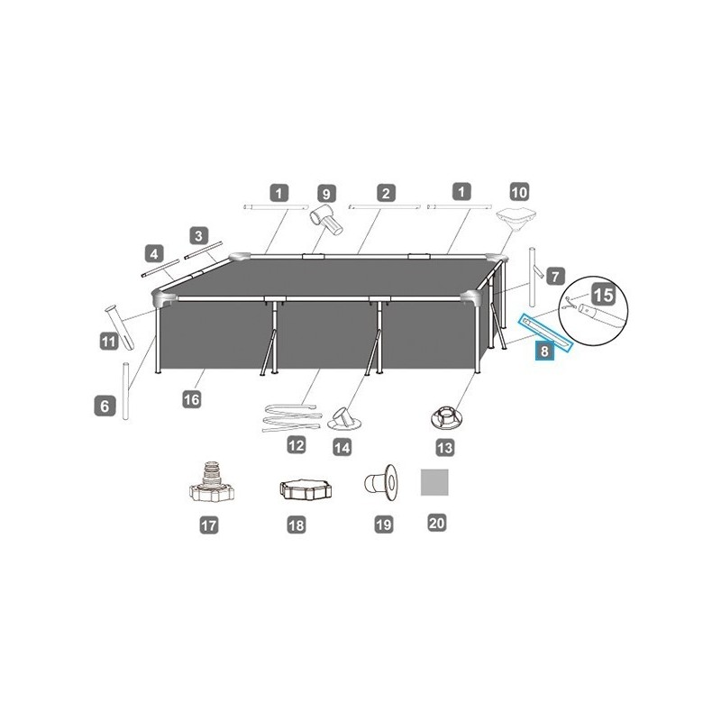 Jambe de soutien pour piscines Steel Pro™ Bestway® 300 x 201 x 66 cm