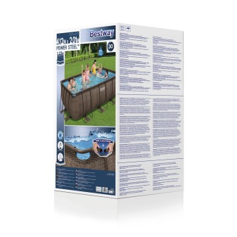 Piscine hors sol rectangle Power Steel 412 x 201 x 122 cm rotin marron