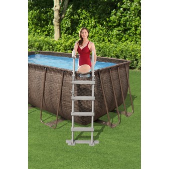 Piscine hors sol rectangle Power Steel 412 x 201 x 122 cm rotin marron