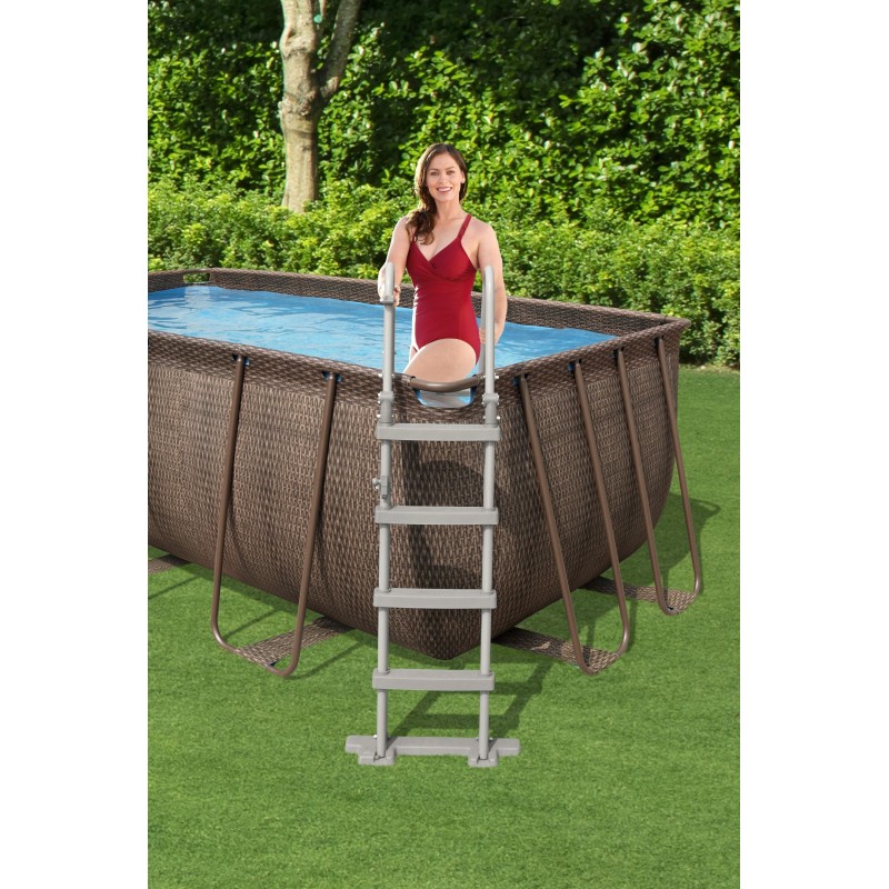 Piscine hors sol rectangle Power Steel 412 x 201 x 122 cm rotin marron