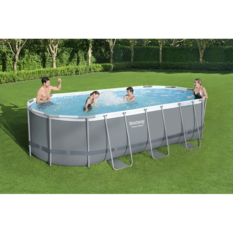 Piscine Tubulaire Ovale Bestway Power Steel 549x274 Grise