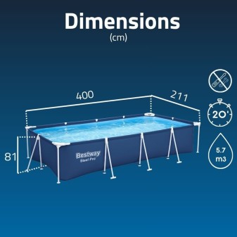 Piscine Tubulaire Rect. Bestway Steel Pro 400x211 Bleue