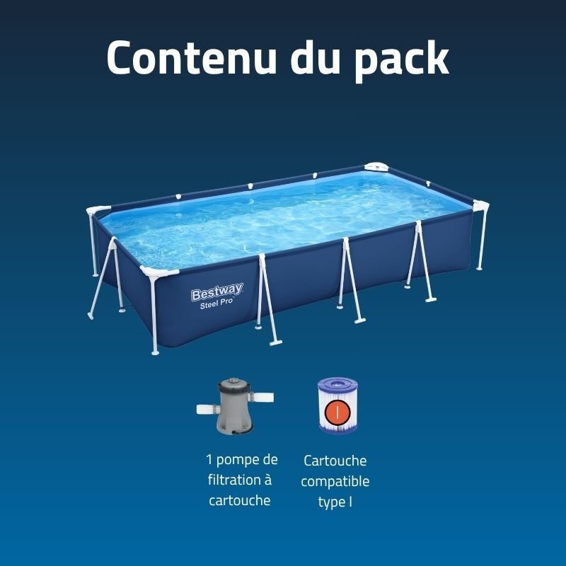 Piscine Tubulaire Rect. Bestway Steel Pro 400x211 Bleue