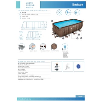 Piscine hors sol rectangle Power Steel 412 x 201 x 122 cm rotin marron