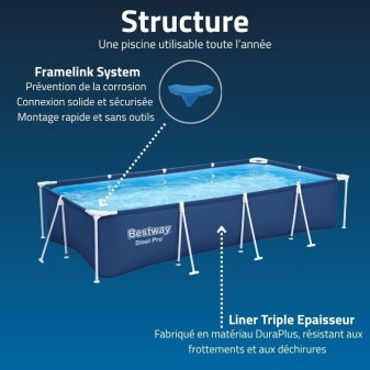 Piscine Tubulaire Rect. Bestway Steel Pro 400x211 Bleue