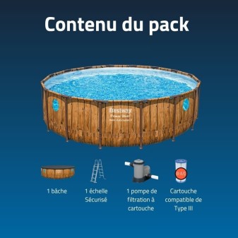 Piscine Tubulaire Ronde Bestway Power Steel Swim Vista 488x122