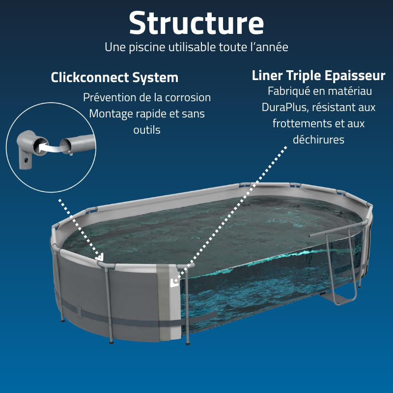 Piscine Tubulaire Ovale Bestway Power Steel 427x250 Grise