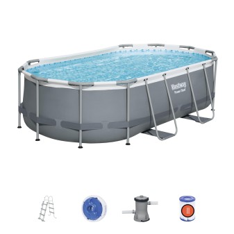 Piscine Tubulaire Ovale Bestway Power Steel 427x250 Grise