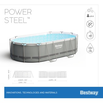 Piscine Tubulaire Ovale Bestway Power Steel 427x250 Grise