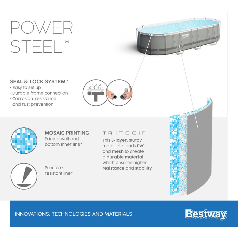 Piscine Tubulaire Ovale Bestway Power Steel 549x274 Grise