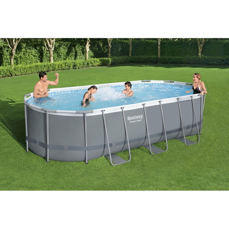 Piscine Tubulaire Ovale Bestway Power Steel 549x274 Grise