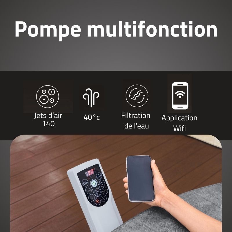 Spa semi-rigide rond Lay-Z-Spa Carrara Smart AirJet 4-6 personnes WIFI Bestway