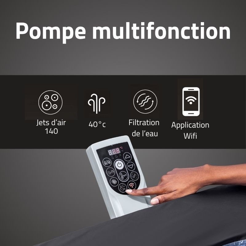 Spa semi-rigide carré Lay-Z-Spa Stockholm AirJet 4-6 personnes WIFI Bestway